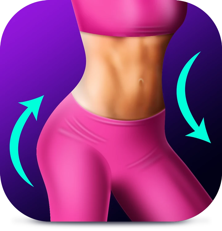 Fitness app icon design with stylized athletic torso silhouette