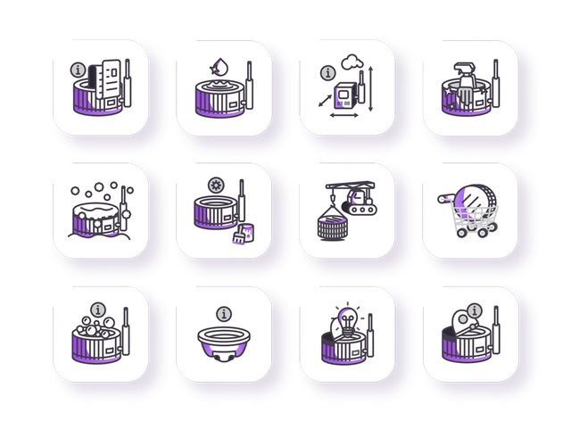 Custom line icon set designed for Hot Tube Zoho Desk knowledge base interface