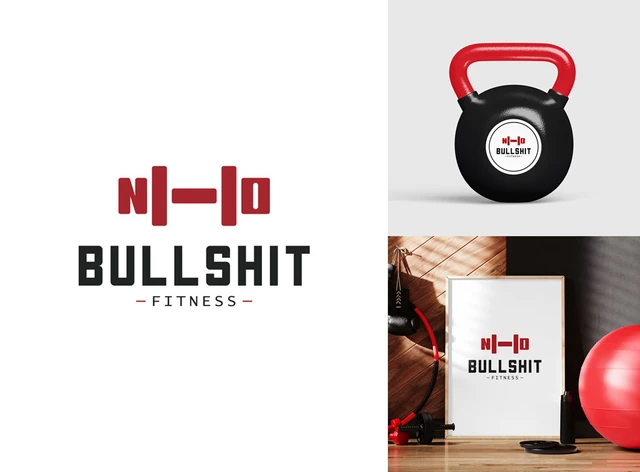 Bold logo design for No Bullshit Fitness brand combining barbell symbol with typography