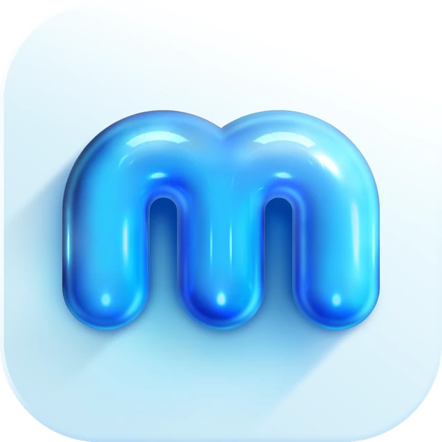 3D blue bubble style app icon design for Mmotion mobile app