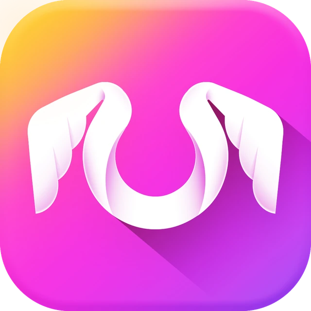 Stylized U letter app icon design with wings for Unleasher mobile app